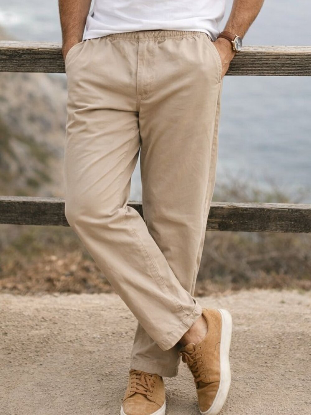 Arnold Palmer 40W x 30L Men's Tan Casual Pants, 100% Cotton, khaki cargo